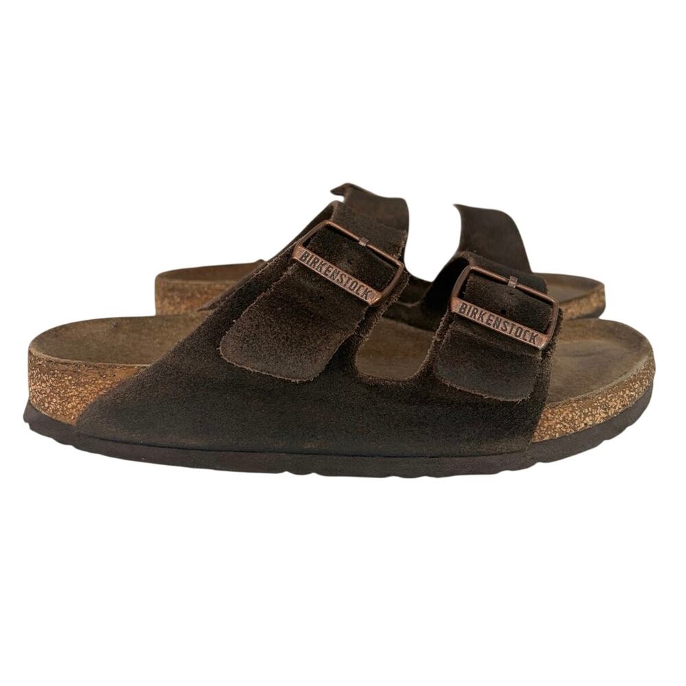 Birkenstock Arizona Brown suede 2 straps sandal size 37 Boho comfort fall summer